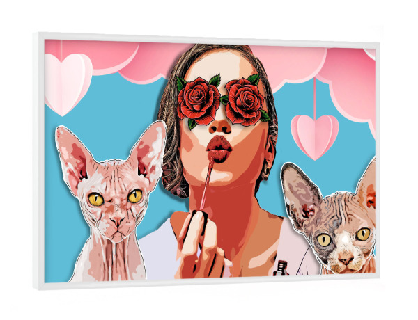 Poster mit weißem Rahmen "Women Cat Mother" artboxONE - Tiere,Für Mama