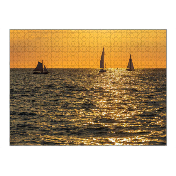 Puzzle Ravensburger "Segelboote im Sonnenuntergang" artboxONE - Natur,Reise,Reise / Strand und Meer