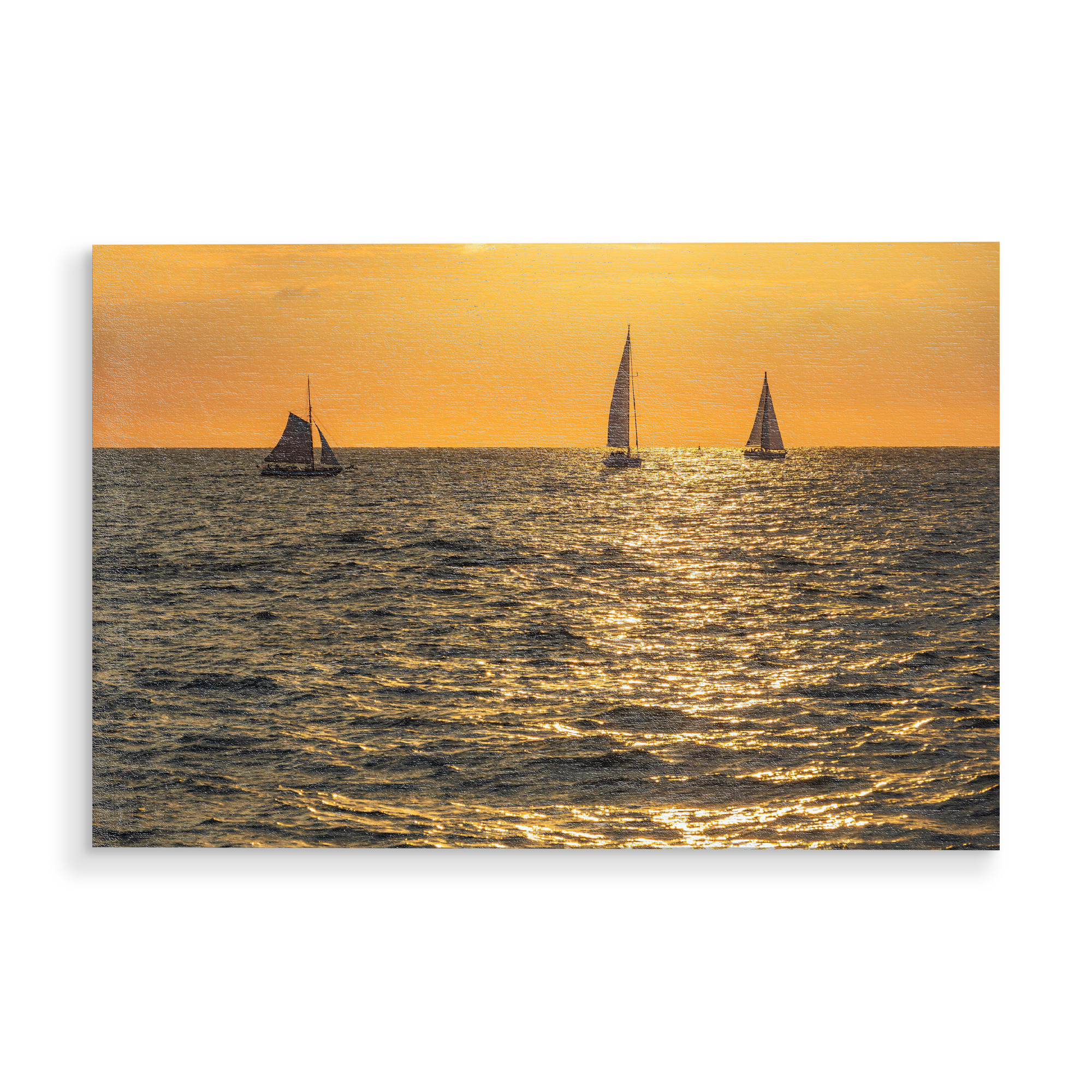 Holzbild "Segelboote im Sonnenuntergang" artboxONE - Natur,Reise,Reise / Strand und Meer