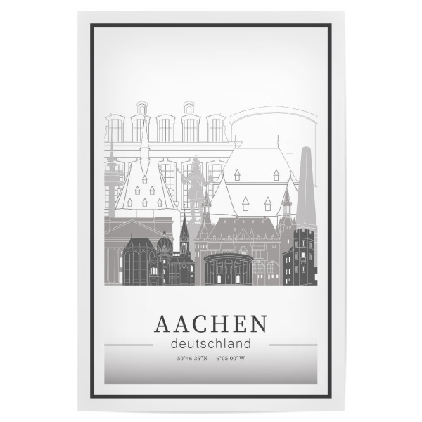 Poster "Aachen skyline line art" artboxONE - Städte,Reise,Architektur,Kartografie