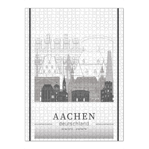 Puzzle Ravensburger "Aachen skyline line art" artboxONE - Städte,Reise,Architektur,Kartografie