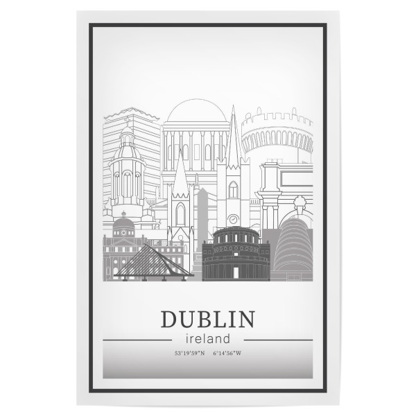Poster "Dublin skyline line art" artboxONE - Städte,Reise,Architektur,Kartografie