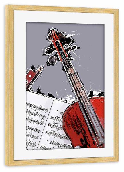 Poster mit Rahmen kiefer "Violin string instrument art" artboxONE - Musik - Violin,Violinist,Music,String,Strings,Jazz,Geige,Noten,Musik,Instrument