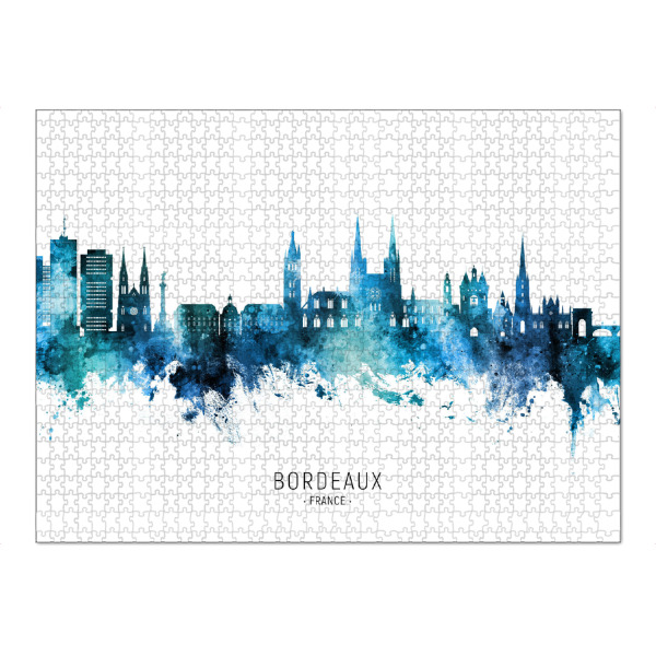 Puzzle Ravensburger "Bordeaux France Skyline Blue Name" artboxONE - Städte