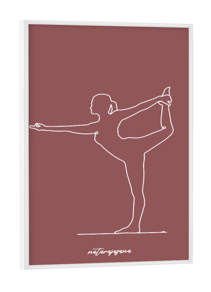 Poster mit weißem Rahmen "Yoga Natarajasana rot one line" artboxONE - Menschen,Sport