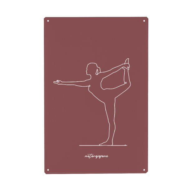 Metall Poster "Yoga Natarajasana rot one line" artboxONE - Menschen,Sport