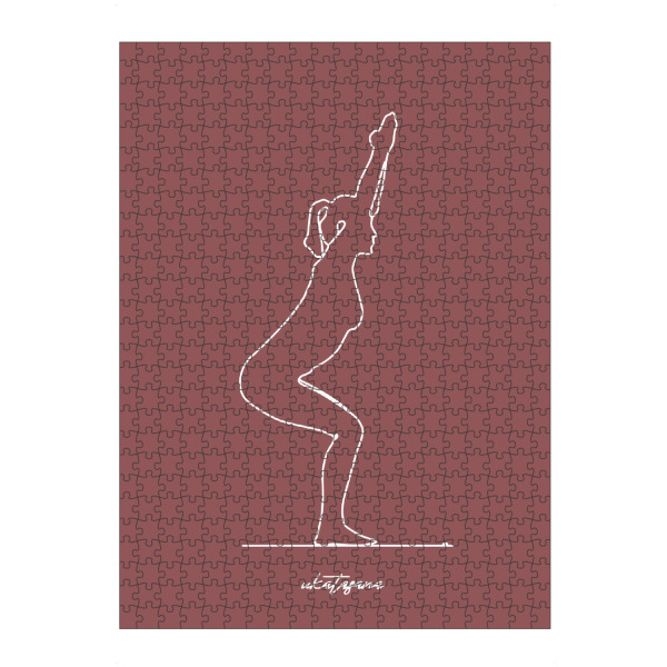artboxONE Puzzle "Yoga Ukatasana rot one line" artboxONE - Menschen,Sport
