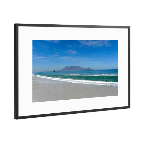 Poster mit Rahmen Schwarz (Metallic) "Blouwbergstrand, South Africa" artboxONE - Reise,Reise / Strand und Meer,Reise / Afrika