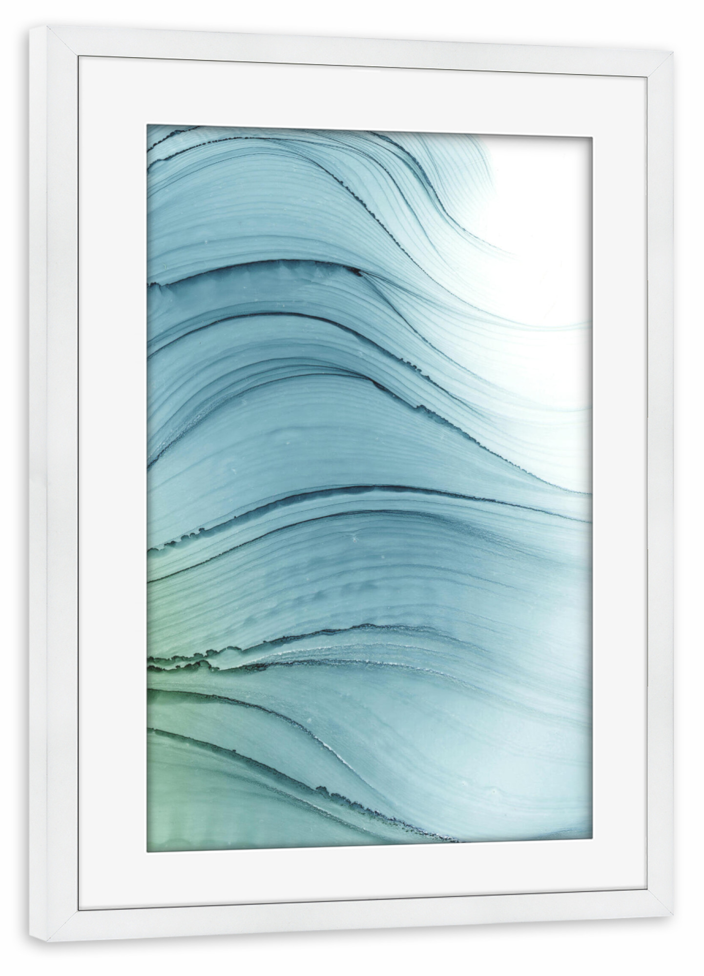 Poster mit Rahmen weiß "Cold Waves" artboxONE - Abstrakt