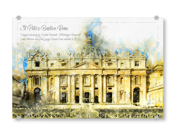 Acrylglasbild "Petersdom Rom Aquarell" artboxONE - Reise,Architektur,Städte / Rom