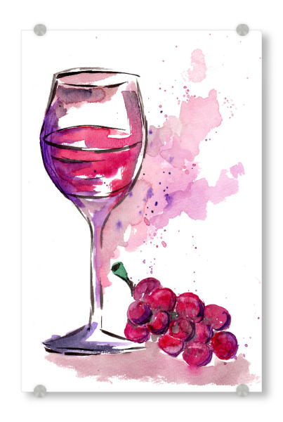 Acrylglasbild "Ein Glas Rotwein mit Trauben" artboxONE - Essen & Trinken / Alkohol,Essen & Trinken / Obst & Gemüse