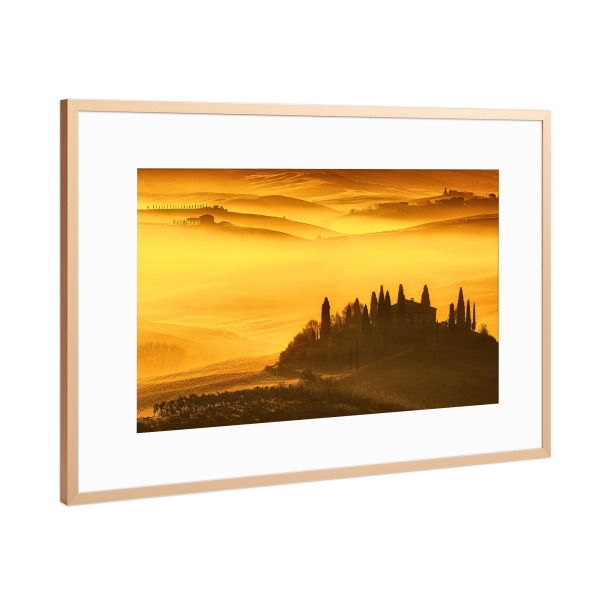 Poster mit Rahmen Kupfer "Toscana bei Sonnenaufgang" artboxONE - Natur,Reise