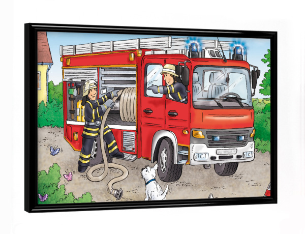 Poster mit schwarzem Rahmen "Feuerwehr A" artboxONE - Für Kinder,Comic,Menschen