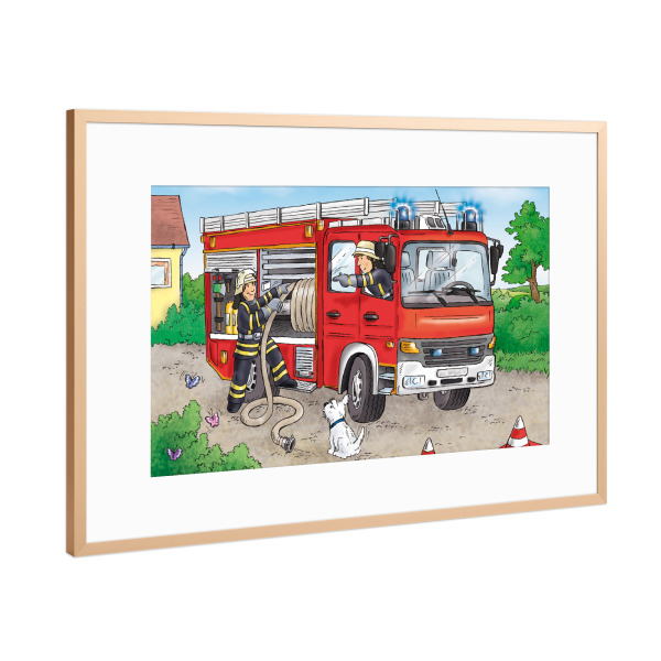 Poster mit Rahmen Kupfer "Feuerwehr A" artboxONE - Für Kinder,Comic,Menschen