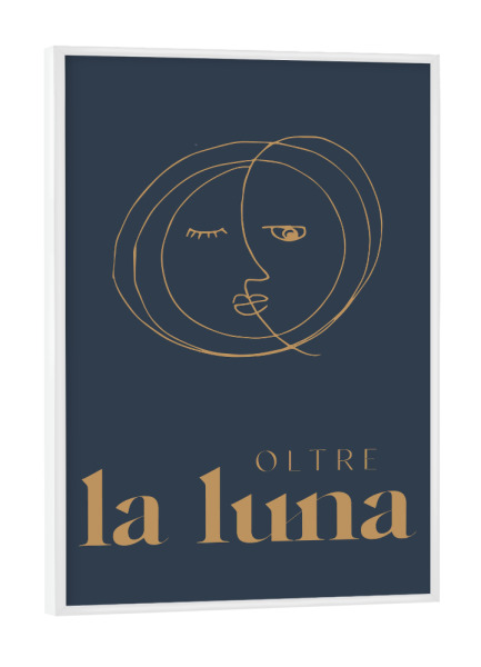 Poster mit weißem Rahmen "Oltre la luna italian moon art" artboxONE - Typografie,Natur,Für Kinder