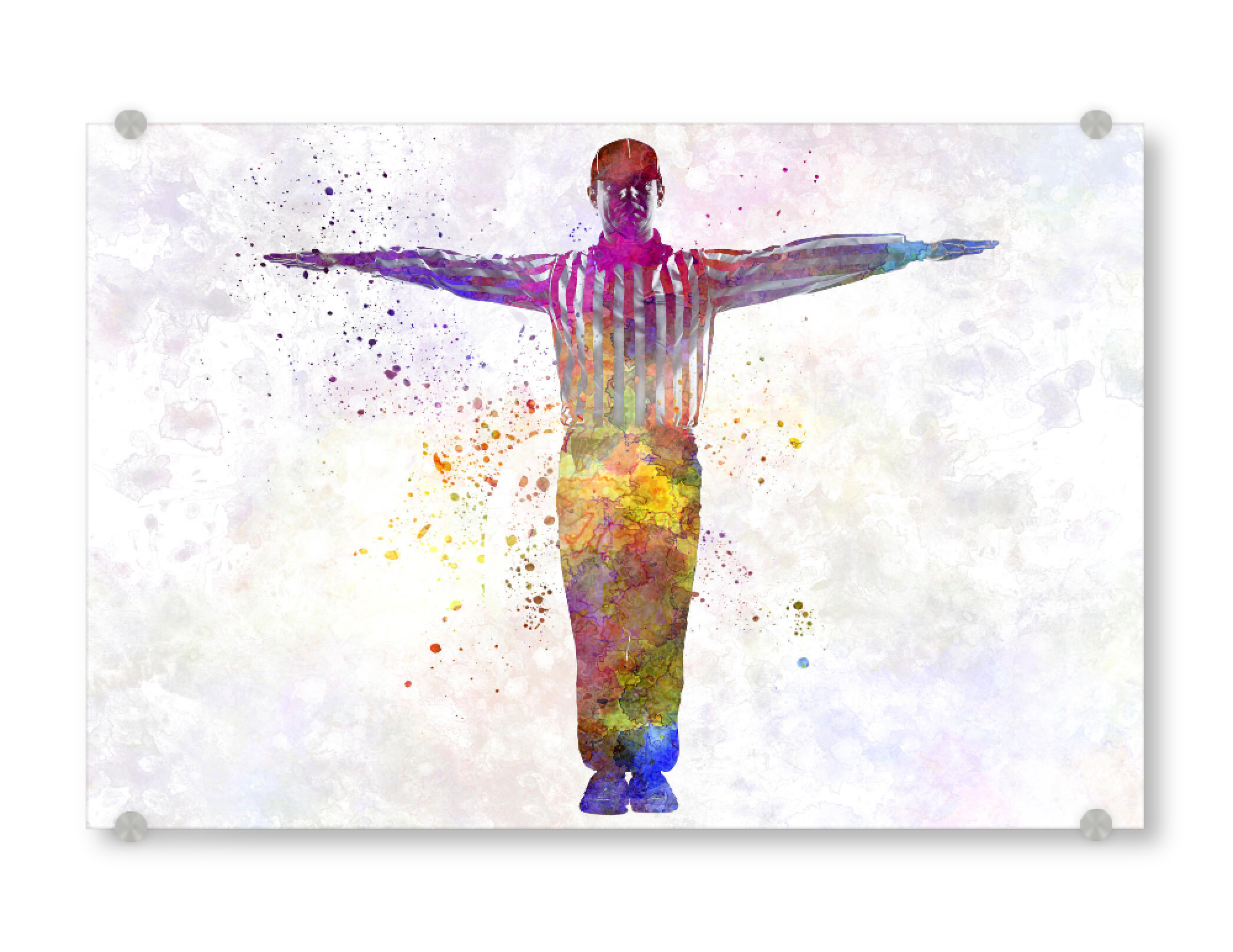 Acrylglasbild "Multicolor baseball umpire" artboxONE - Sport - Sport,Sports,Watercolor,Baseball,Color,Multicolor,American,Bat,Stadium,Bunt,Colorful