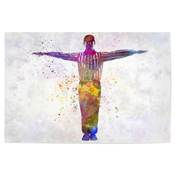 Poster "Multicolor baseball umpire" artboxONE - Sport - Sport,Sports,Watercolor,Baseball,Color,Multicolor,American,Bat,Stadium,Bunt,Colorful