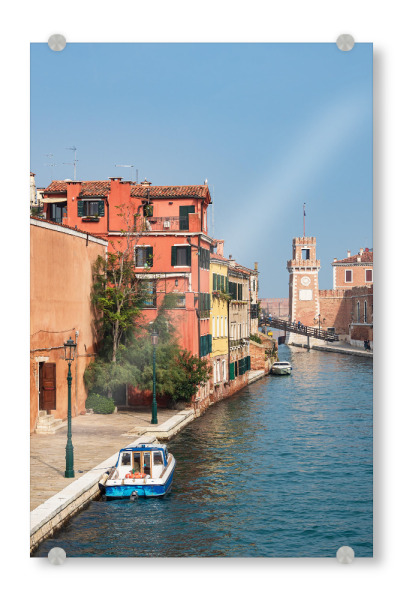 Acrylglasbild "Boote, Kanal und Gebäude" artboxONE - Reise,Architektur,Städte / Venedig,Reise / Länder