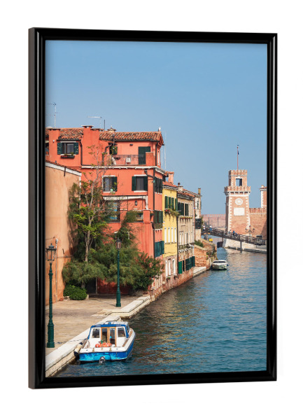 Poster mit schwarzem Rahmen "Boote, Kanal und Gebäude" artboxONE - Reise,Architektur,Städte / Venedig,Reise / Länder