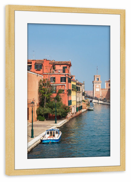 Poster mit Rahmen kiefer "Boote, Kanal und Gebäude" artboxONE - Reise,Architektur,Städte / Venedig,Reise / Länder