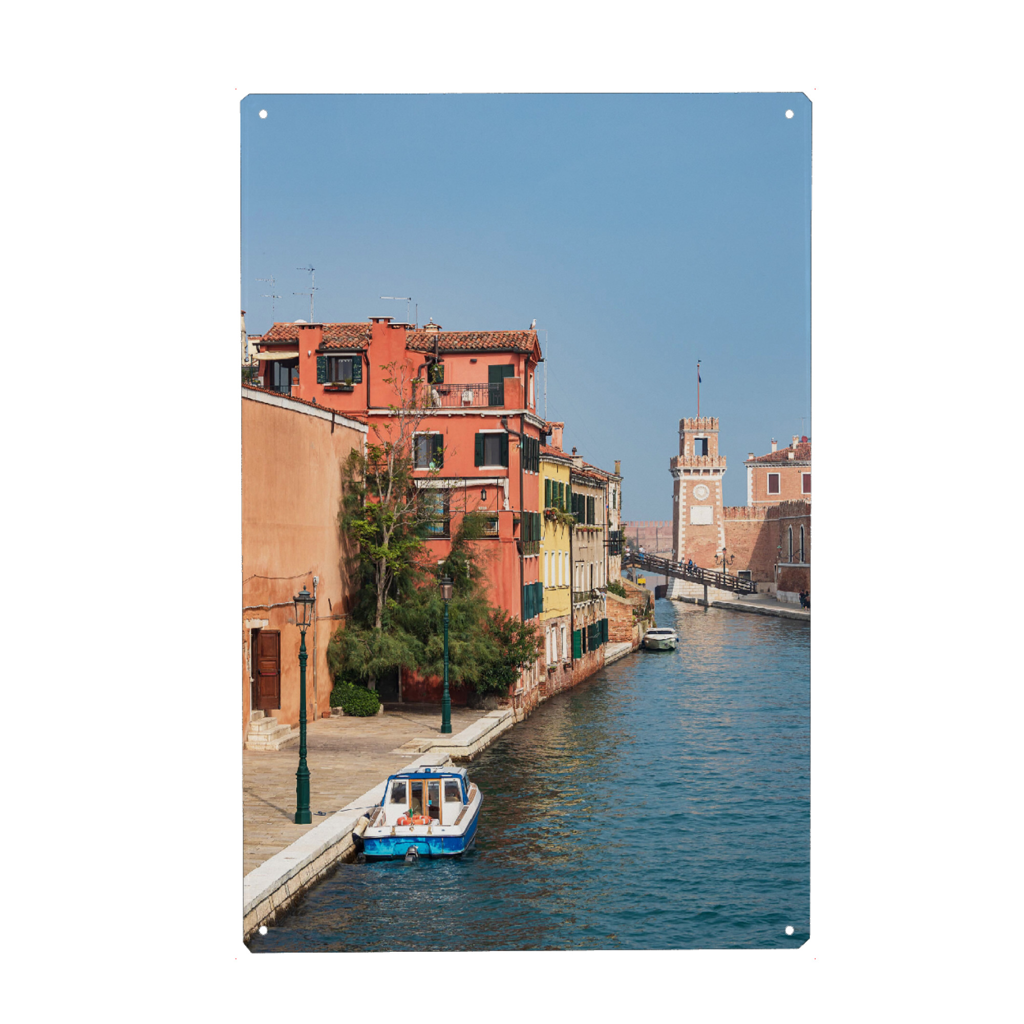 Holzbild "Boote, Kanal und Gebäude" artboxONE - Reise,Architektur,Städte / Venedig,Reise / Länder