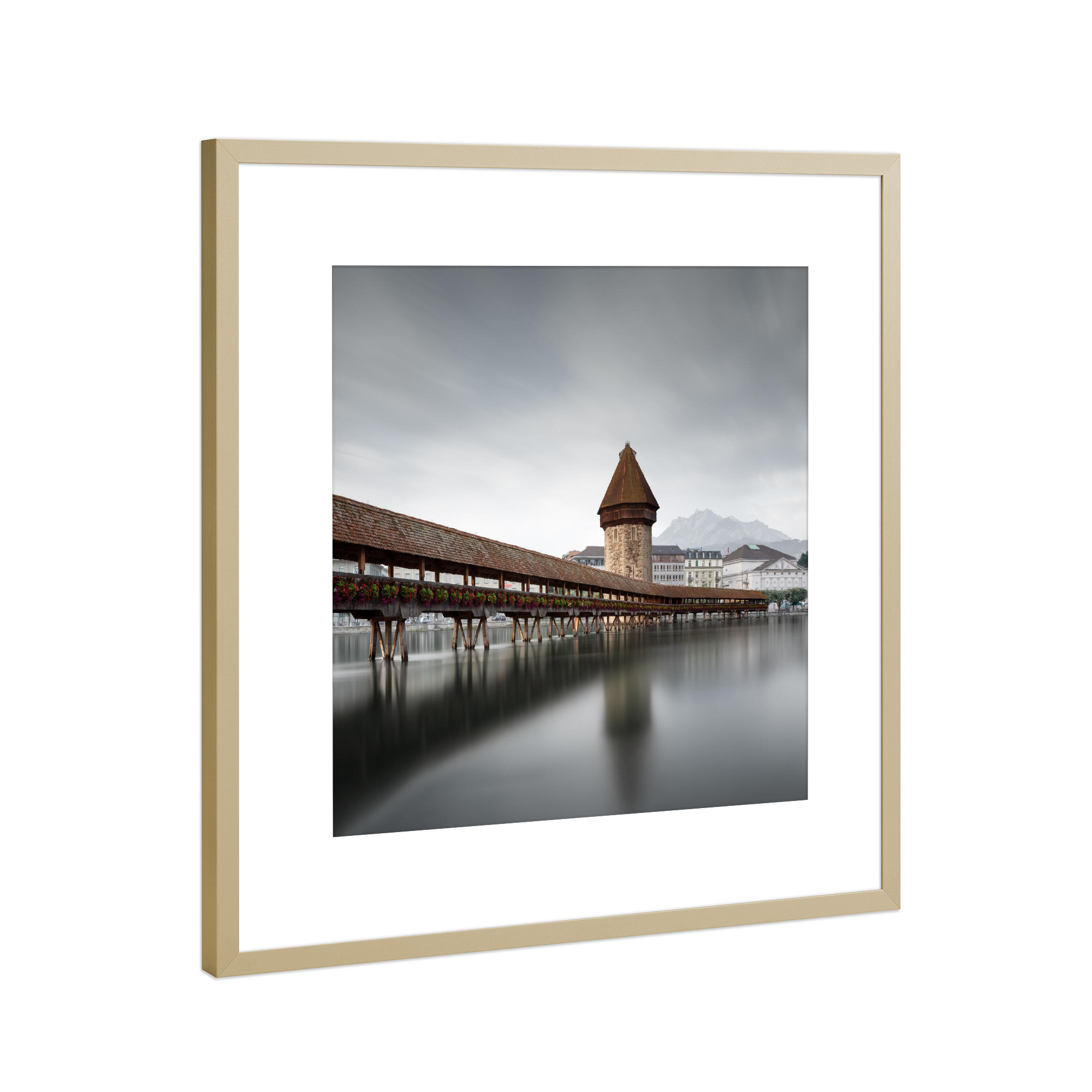 Poster mit Rahmen Gold "Kapellbrücke | Luzern" artboxONE - Städte,Reise,Architektur,Reise / Länder,Städte / Zürich