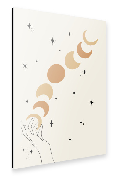 Alu-Dibond "Moon Phases Lunar Hand" 30x20 cm artboxONE
