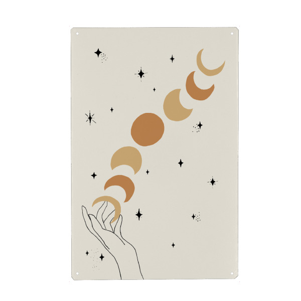Holzbild "Moon Phases Lunar Hand" artboxONE - Natur,Für Kinder,Galaxy
