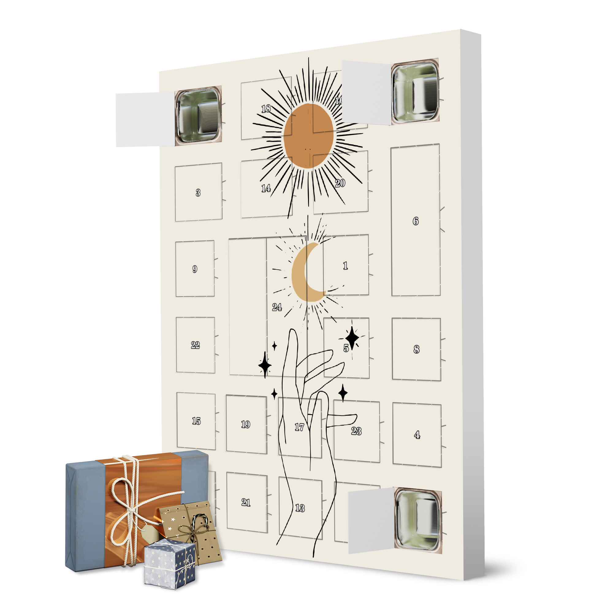 Adventskalender zum Selbstbefüllen Hand Pointing Up Sun Moon artboxONE Adventskalender Natur
