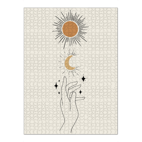 Puzzle Ravensburger "Hand Pointing Up Sun Moon" artboxONE - Natur,Abstrakt,Galaxy