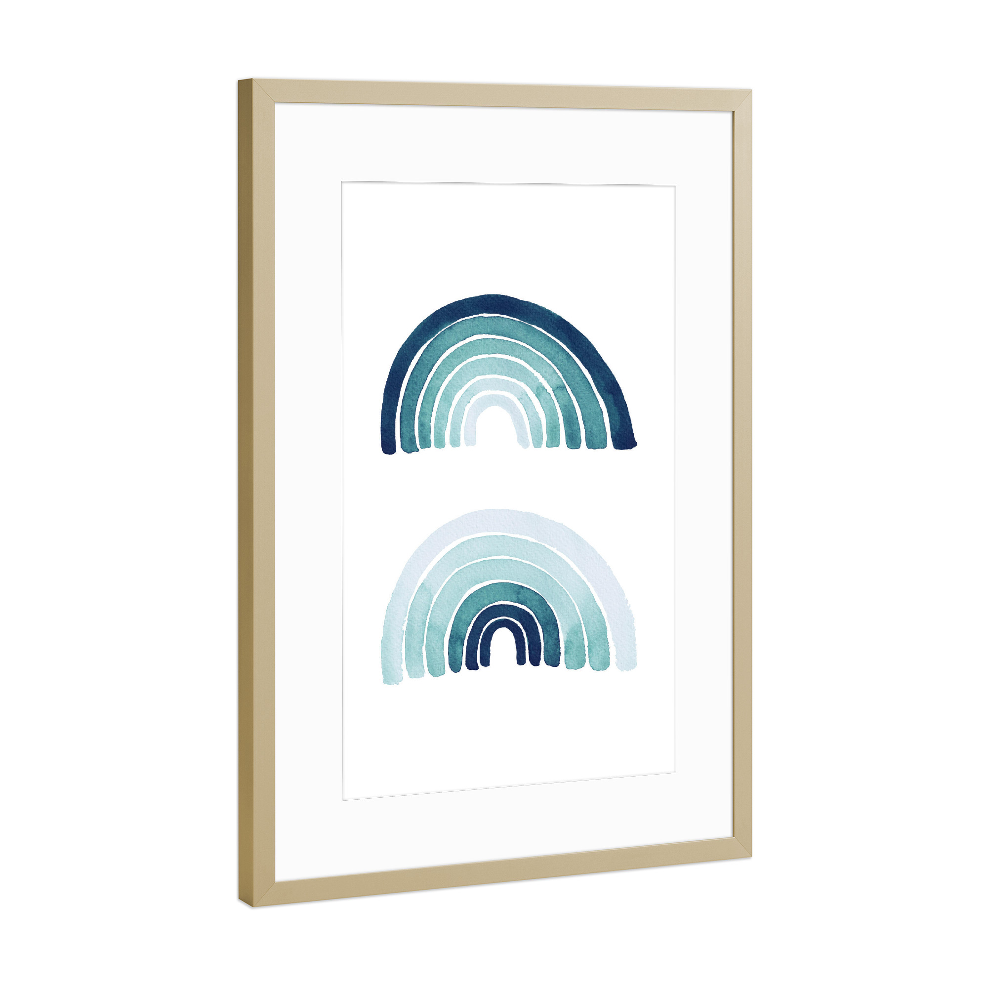Poster mit Rahmen Gold "Buffiere - Türkise Regenbögen" artboxONE - Abstrakt,Geometrie