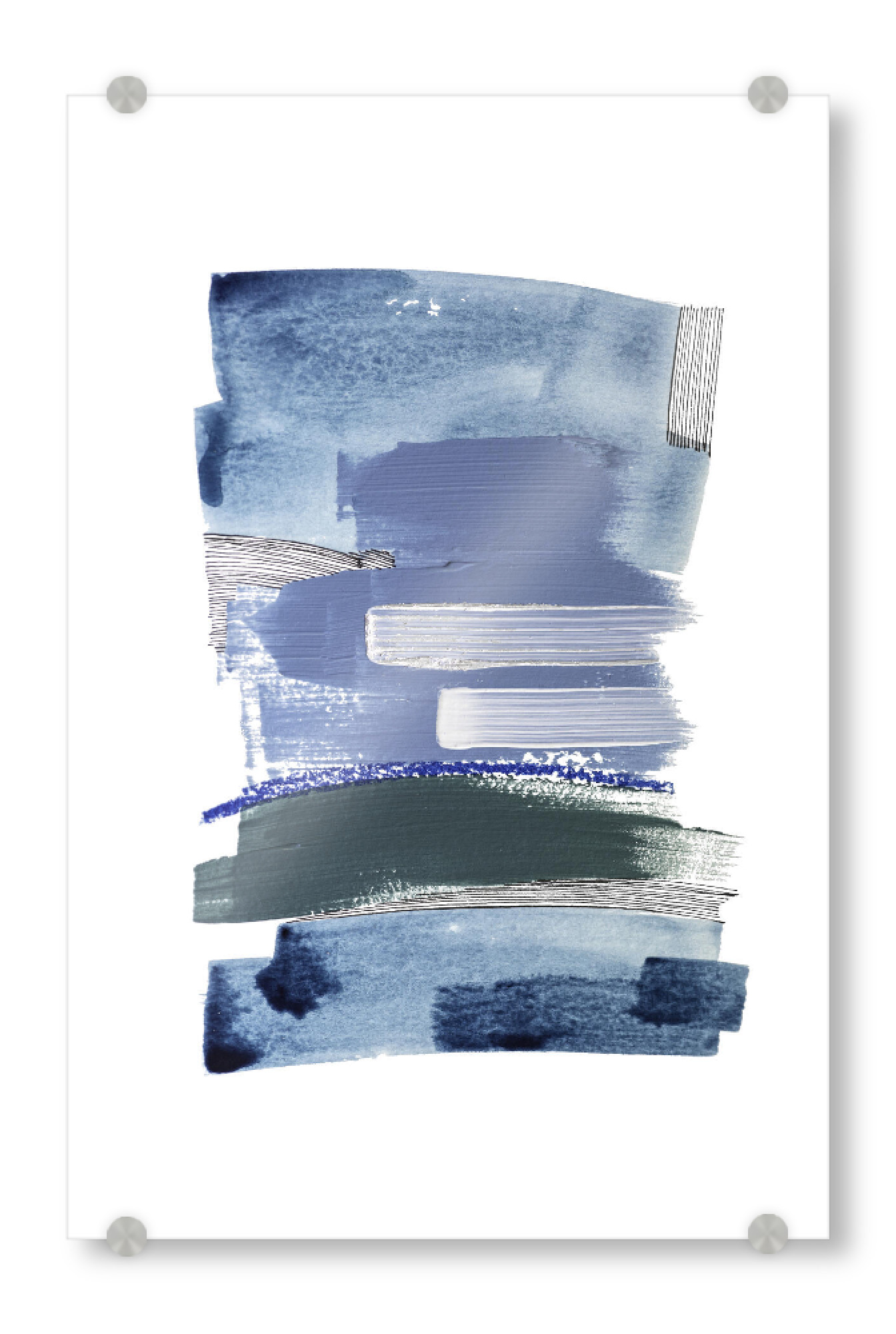 Acrylglasbild "Buffiere - Maritim" artboxONE - Abstrakt - Abstrakt,Aquarell,Wasserfarben,Striche,Linien,Pinsel,Abstract,Watercolor