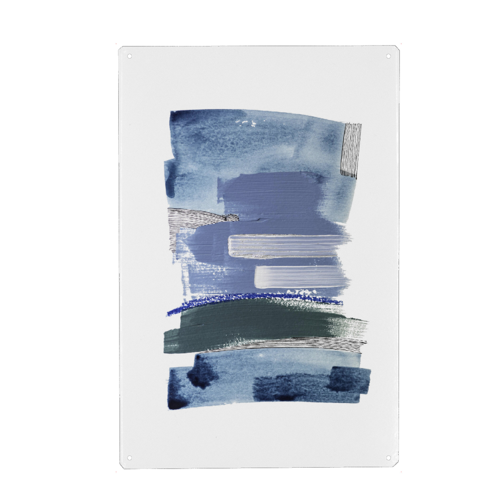 Metall Poster "Buffiere - Maritim" artboxONE - Abstrakt - Abstrakt,Aquarell,Wasserfarben,Striche,Linien,Pinsel,Abstract,Watercolor - Blechschild