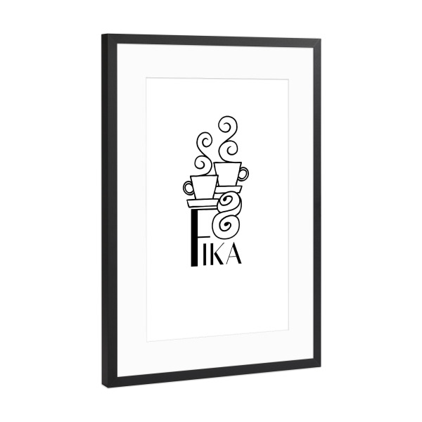 Poster mit Rahmen Schwarz (Metallic) "Fika illustration" artboxONE - Typografie