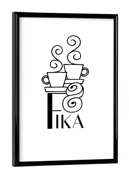 Poster mit schwarzem Rahmen "Fika illustration" artboxONE - Typografie - Fika,Hygge,Scandinavian,Sweet,Coffee,Coffee pause,Friends,Coffee time,Kaffee