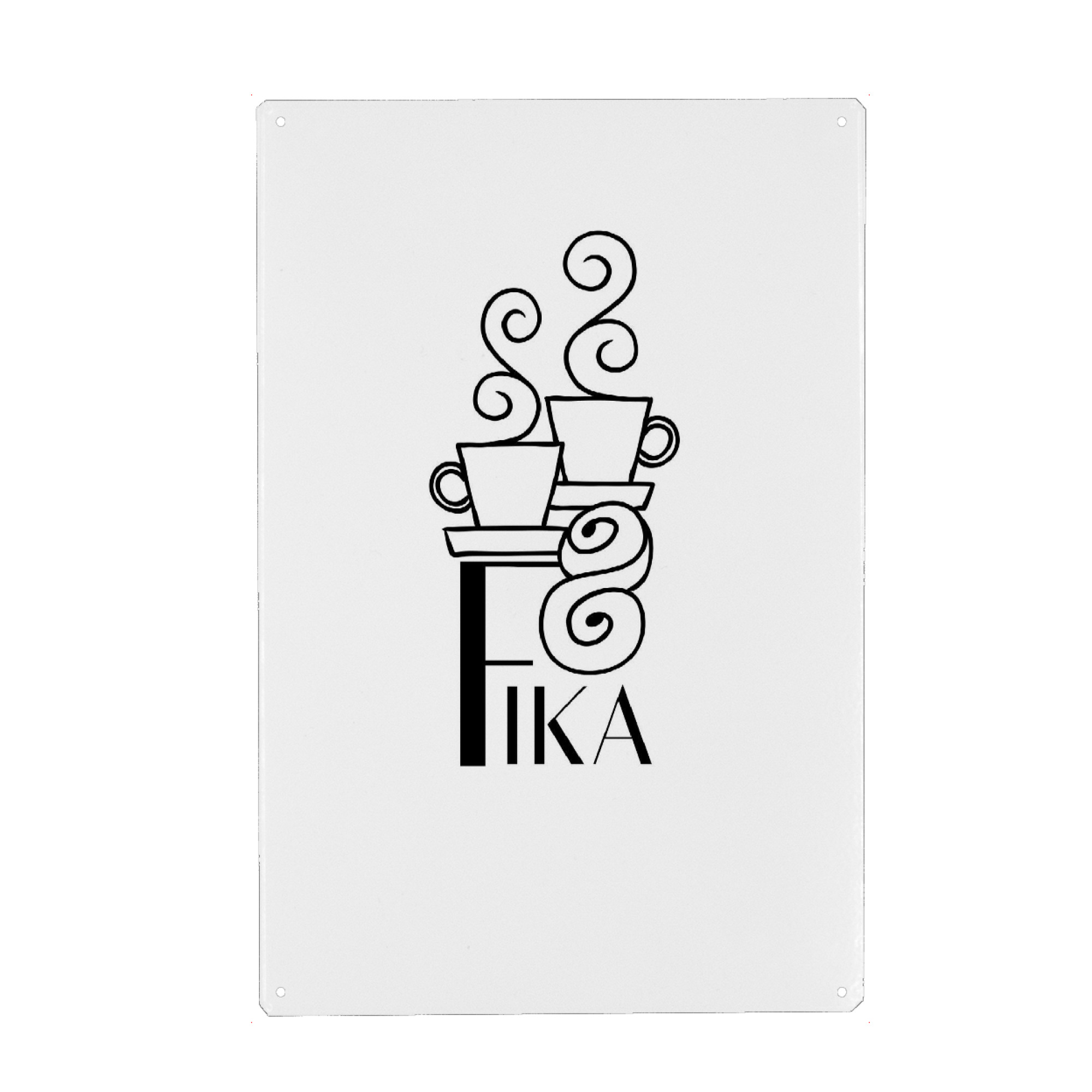 Holzbild "Fika illustration" artboxONE - Typografie - Fika,Hygge,Scandinavian,Sweet,Coffee,Coffee pause,Friends,Coffee time,Kaffee