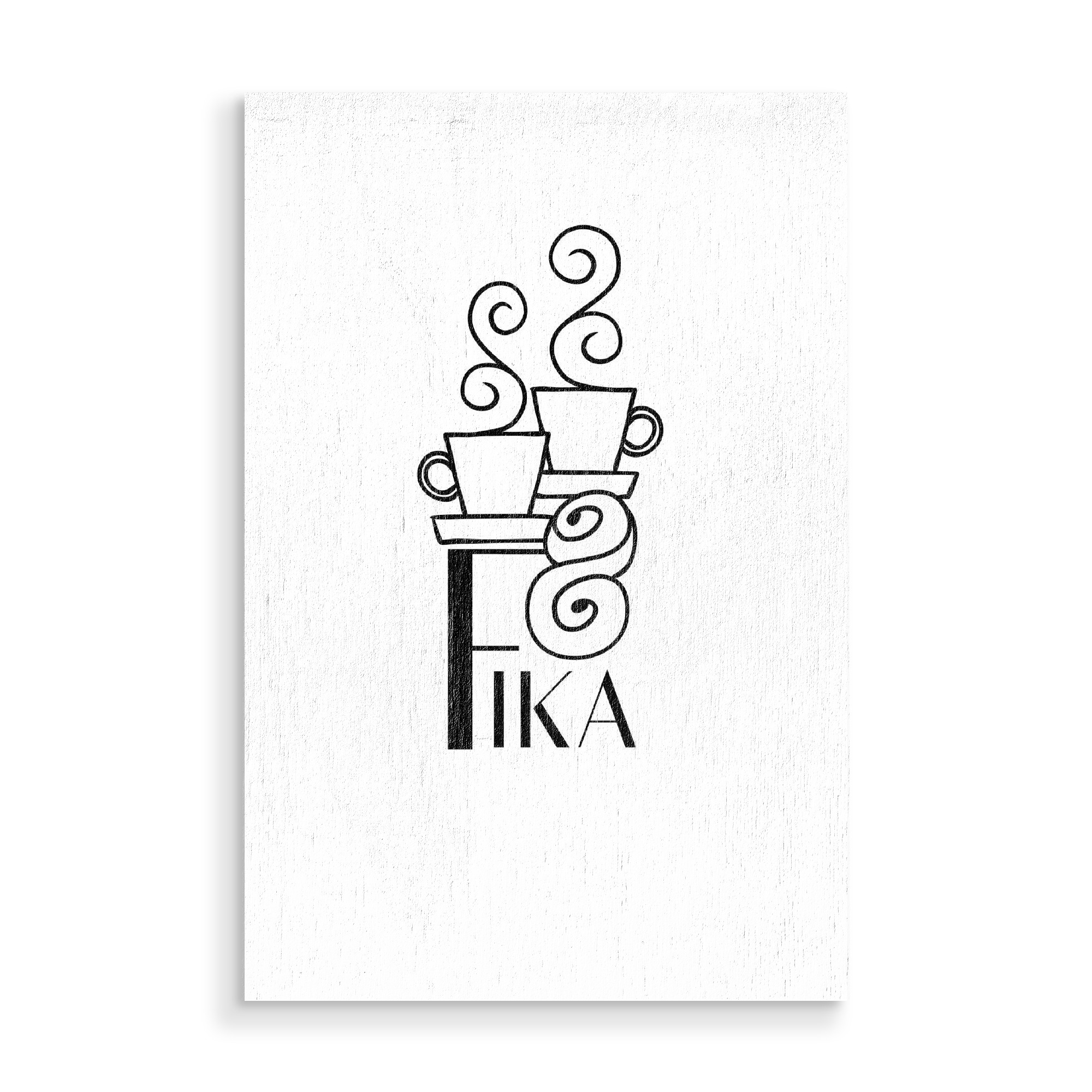 Holzbild "Fika illustration" artboxONE - Typografie - Fika,Hygge,Scandinavian,Sweet,Coffee,Coffee pause,Friends,Coffee time,Kaffee