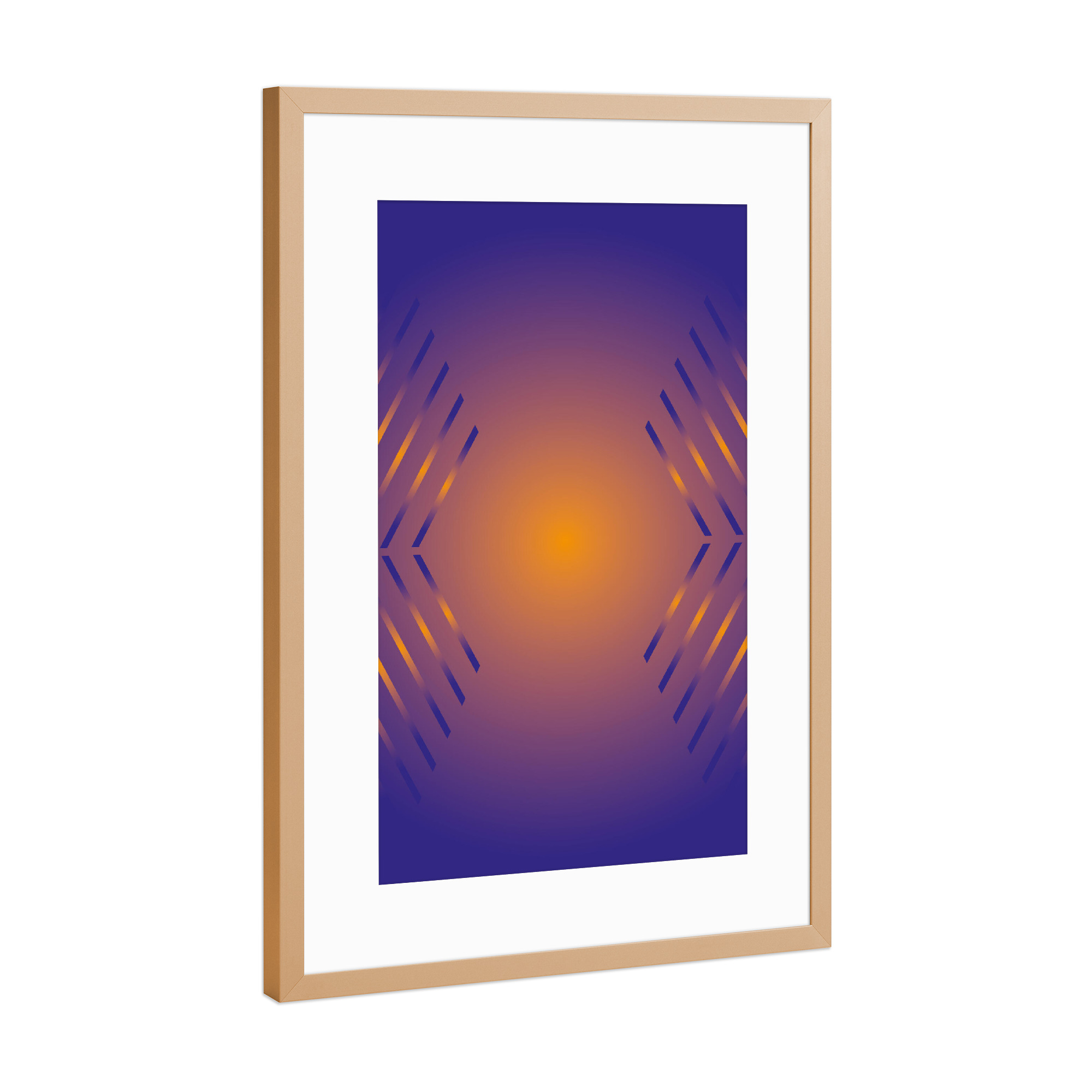 Poster mit Rahmen Kupfer "Hexagon circluar fade" artboxONE - Abstrakt,Geometrie,Ultraviolet