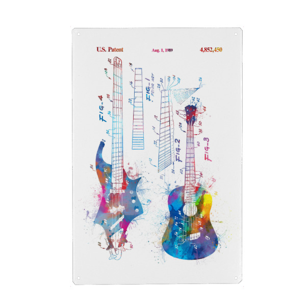 Holzbild "El guitar patent drawing" artboxONE - Musik