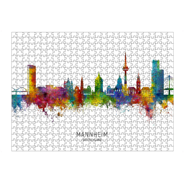Puzzle Ravensburger "Mannheim Germany Skyline txt" artboxONE - Städte