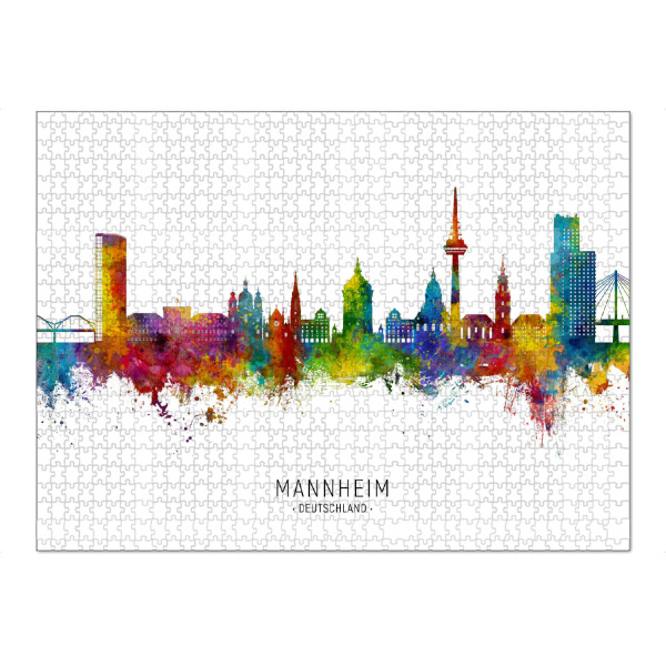Puzzle Ravensburger "Mannheim Germany Skyline txt" artboxONE - Städte