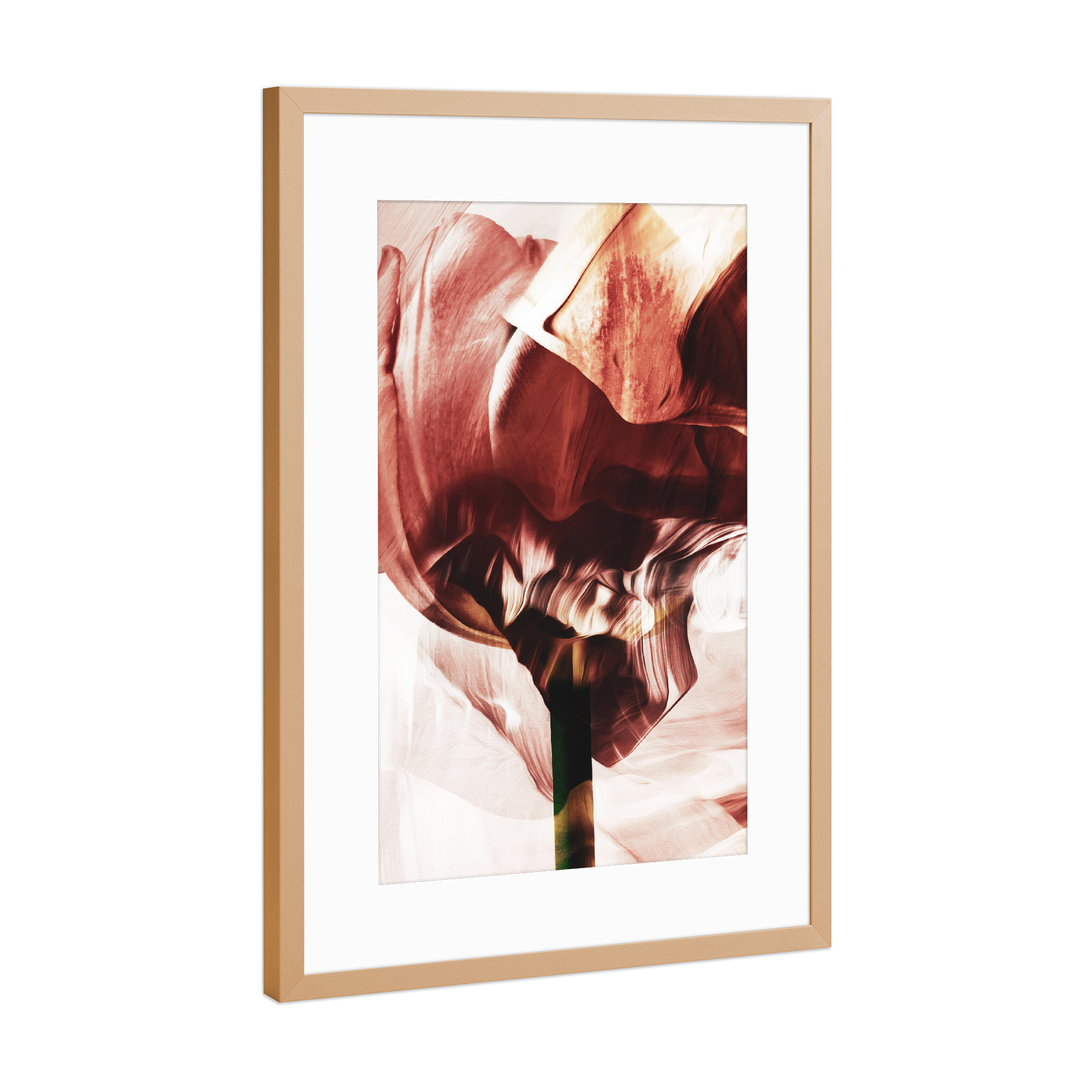 Poster mit Rahmen Kupfer "Tulip flower abstract by Tas" artboxONE - Natur,Floral,Abstrakt