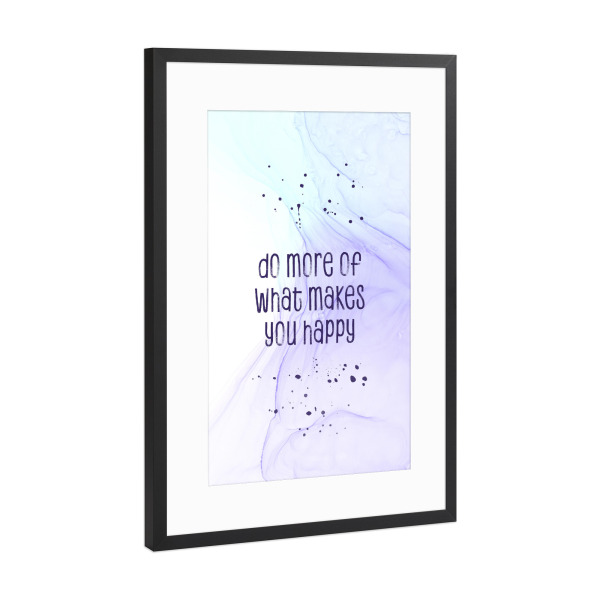 Poster mit Rahmen Schwarz (Metallic) "Einfach glücklich sein" artboxONE - Typografie
