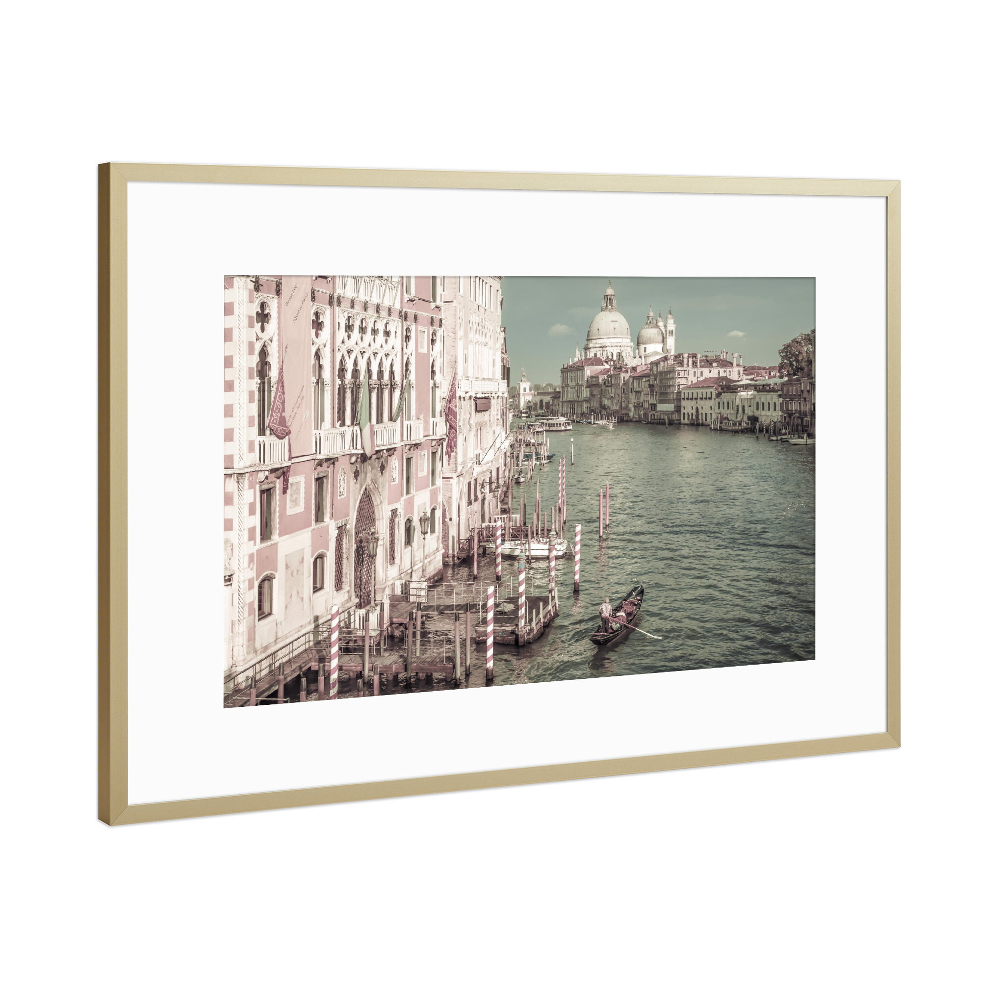 Poster mit Rahmen Gold "Canal Grande urbaner Vintage-Stil" artboxONE - Reise,Architektur,Städte / Venedig