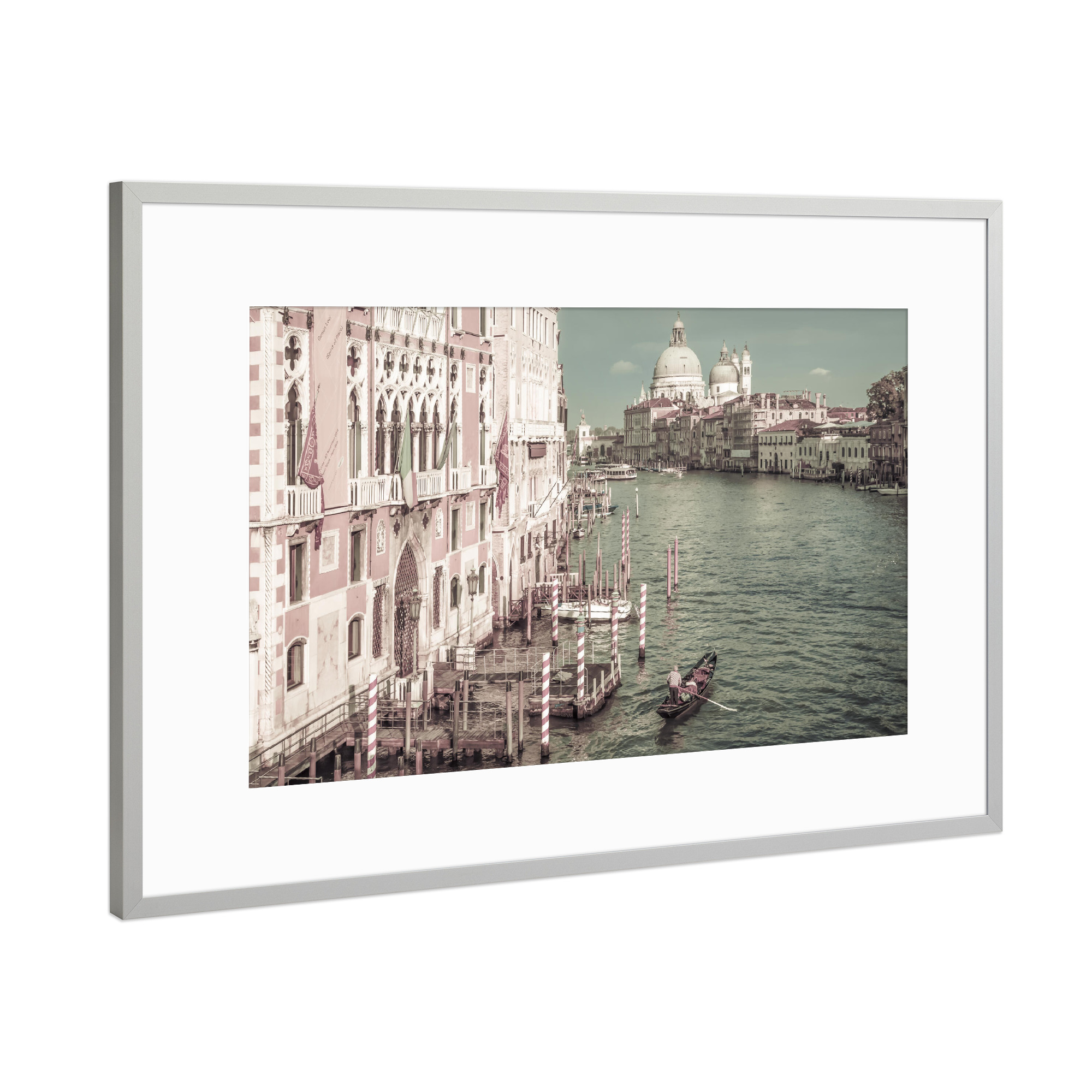 Poster mit Rahmen Silber "Canal Grande urbaner Vintage-Stil" artboxONE - Reise,Architektur,Städte / Venedig