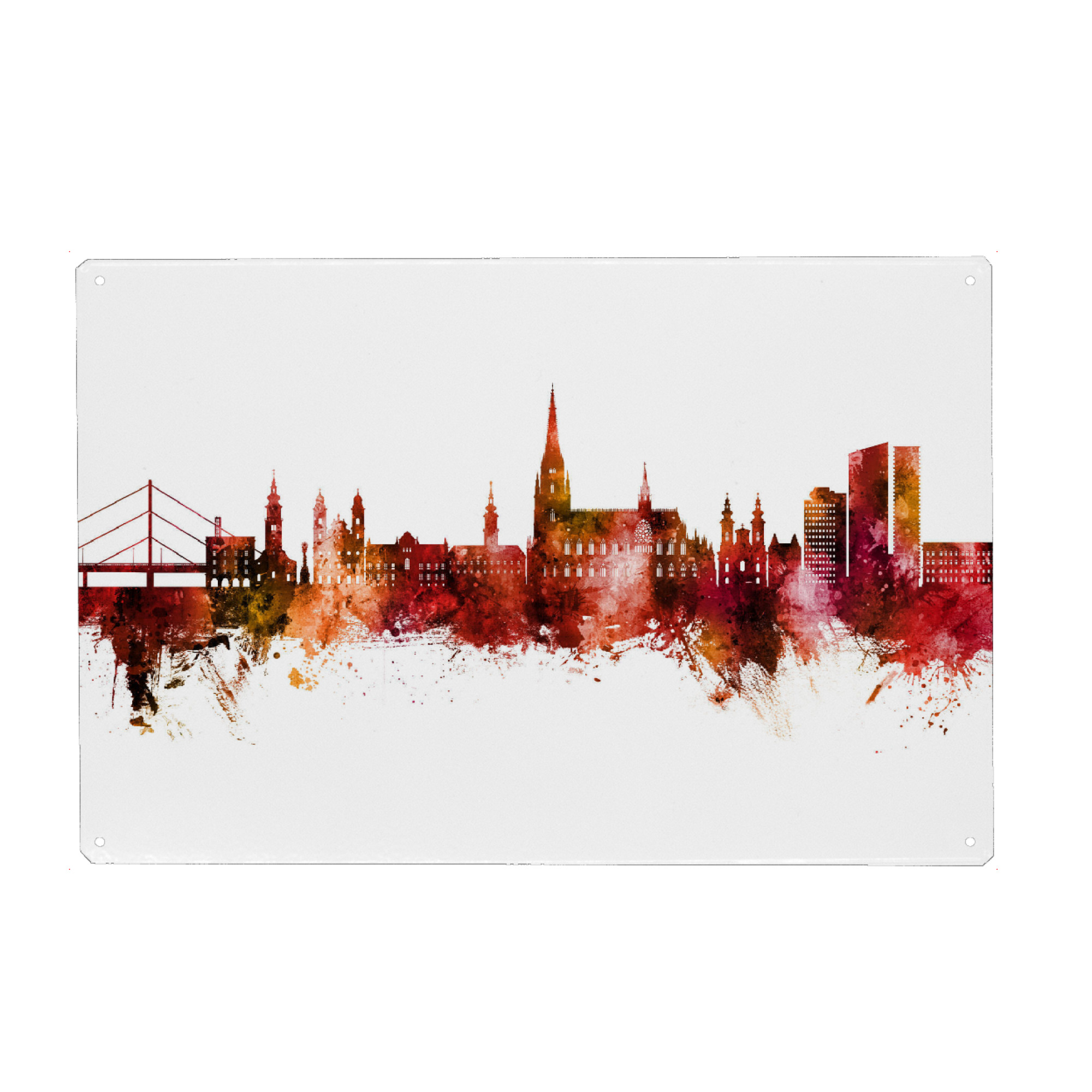 Metall Poster "Linz Austria Skyline Red" artboxONE - Städte
