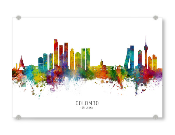 Acrylglasbild "Colombo Sri Lanka Skyline txt" artboxONE - Städte