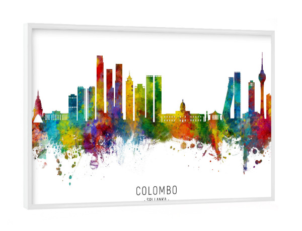 Poster mit weißem Rahmen "Colombo Sri Lanka Skyline txt" artboxONE - Städte