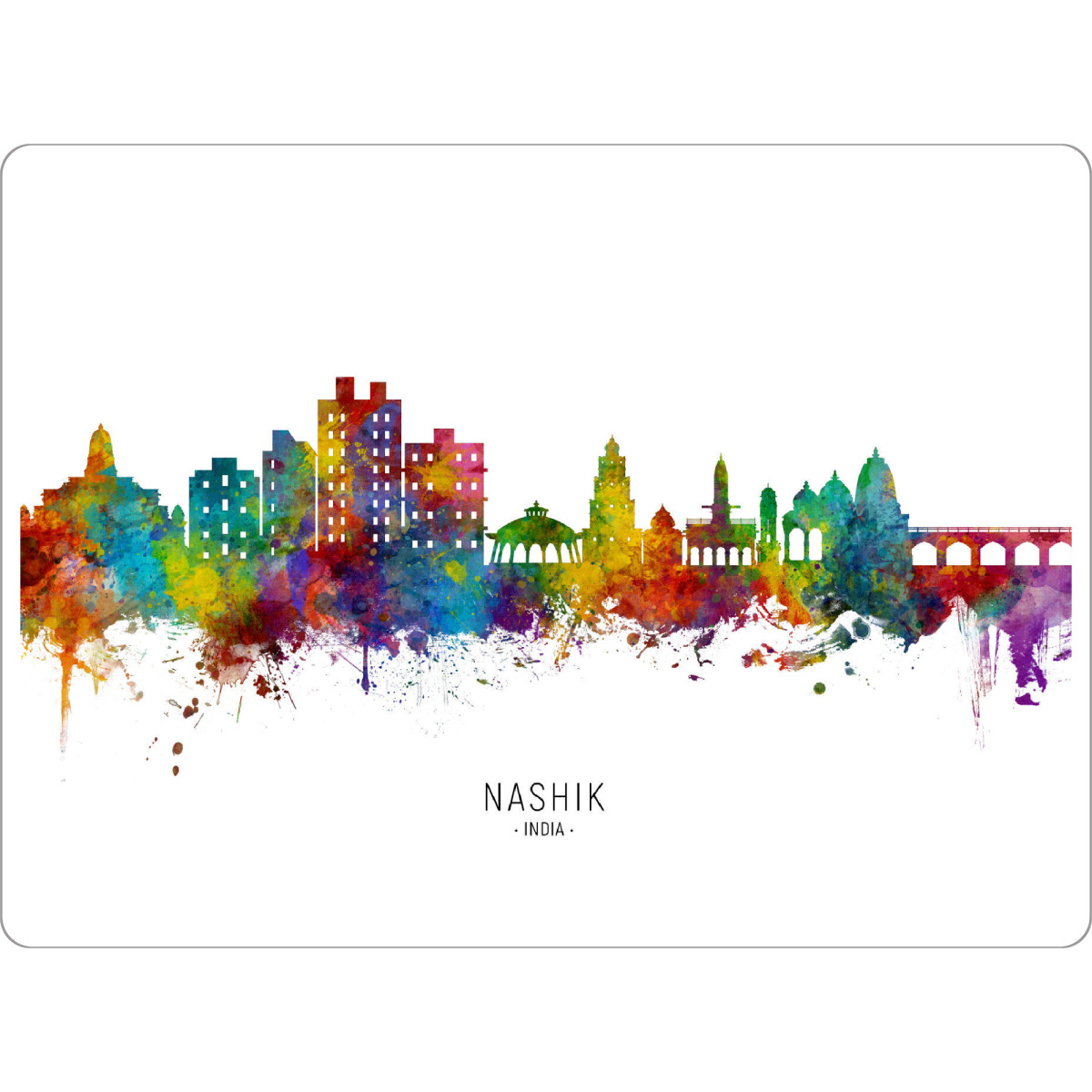 Tischset "Nashik Skyline India txt" artboxONE - Städte - Nashik,India,Skyline,Cityscape,Stadtbild,Watercolor,Painting,City,Stadt,Indien,Bunt,Colorful