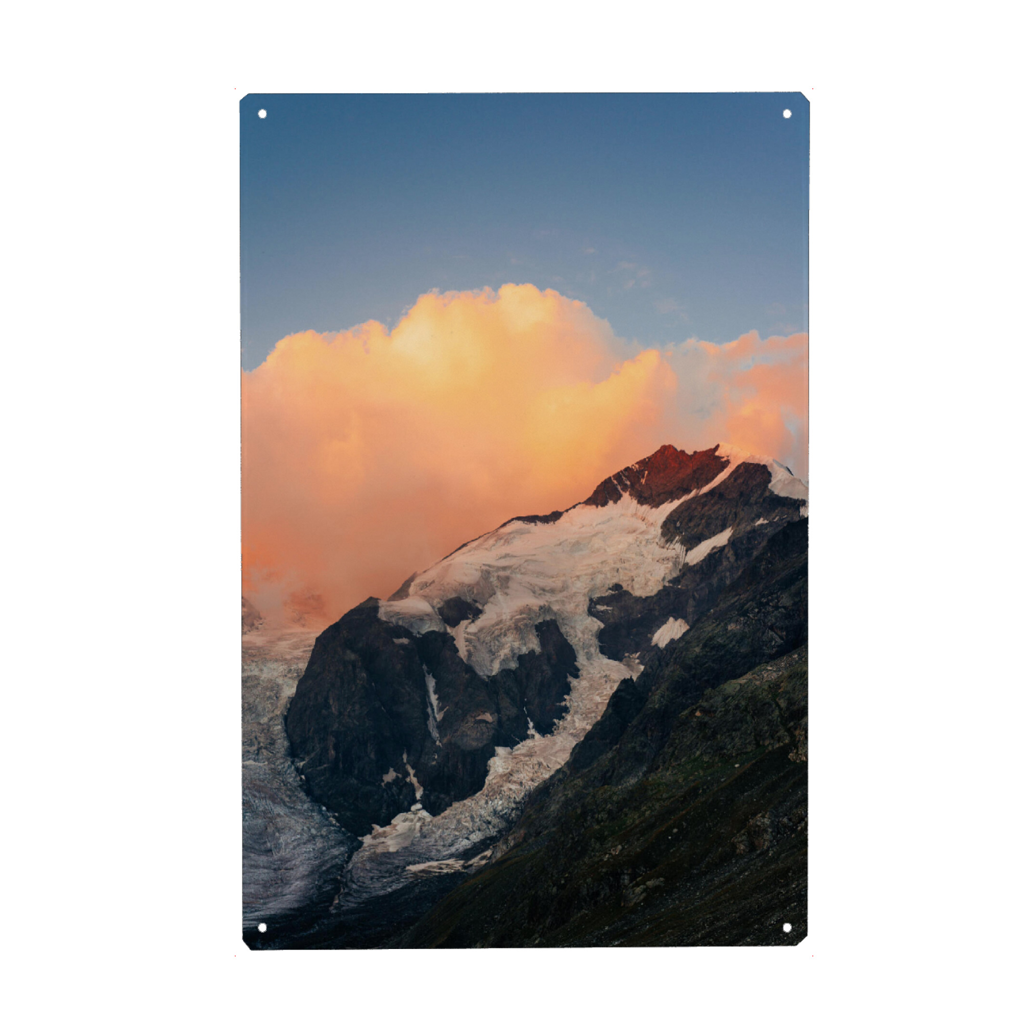 Metall Poster "Piz Bernina cloud at dawn" artboxONE - Natur